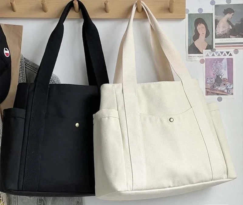 Large Capacity Canvas Tote Bags for Work Commuting Carrying Bag College Style Student Outfit Book Shoulder Bag Shopping Bag