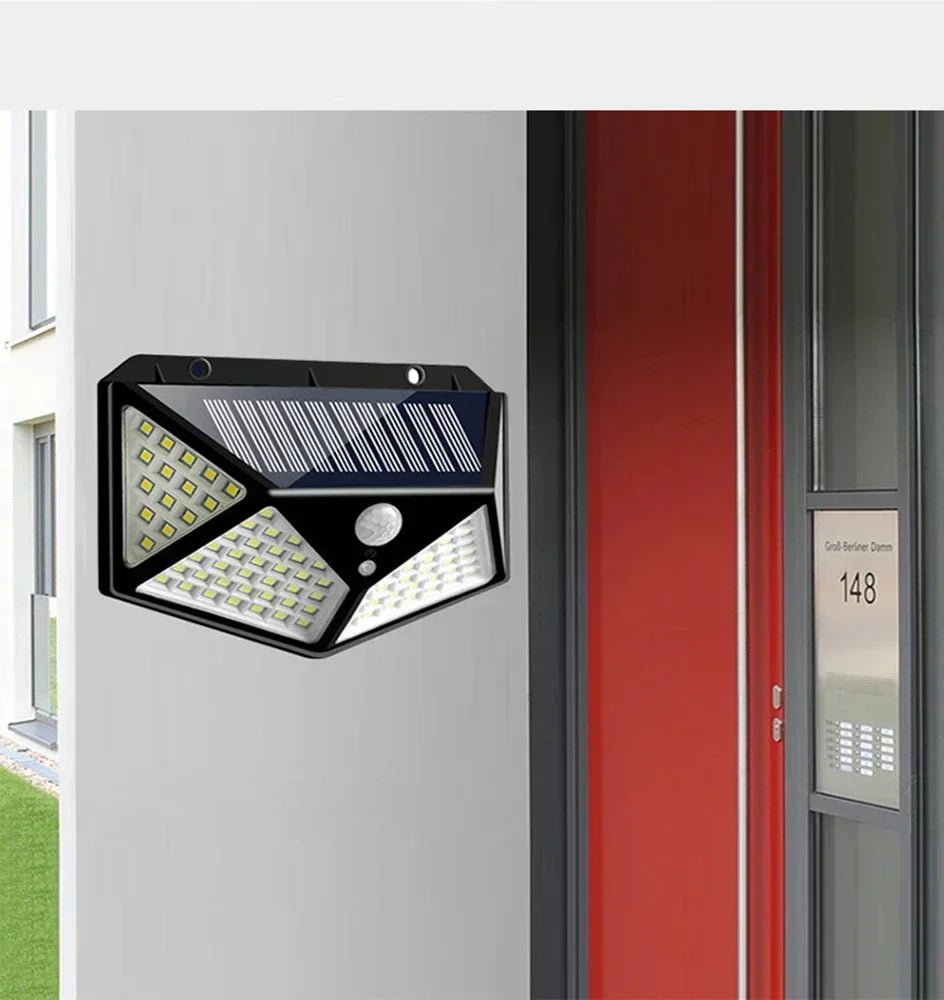 Solar Lights Outdoor Wall Lamp PIR Motion Sensor 100LED Solar Powered Sunlight Street Light for Garden Courtyard 1/2/4Pcs
