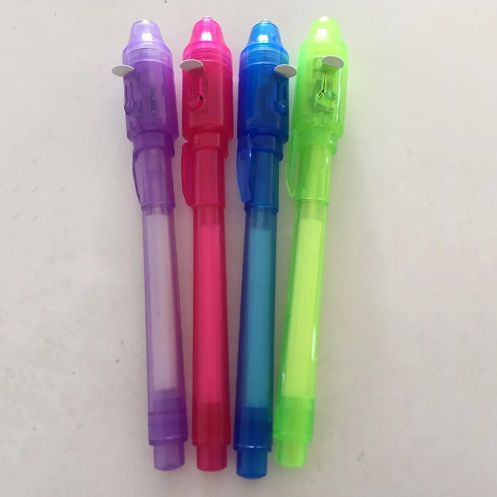 Leuchtender Leuchtstift Magischer Lila 2 in 1 UV-Schwarzlicht-Kombistift zum Zeichnen Unsichtbare Tinte Stift Lernspielzeug für Kinder