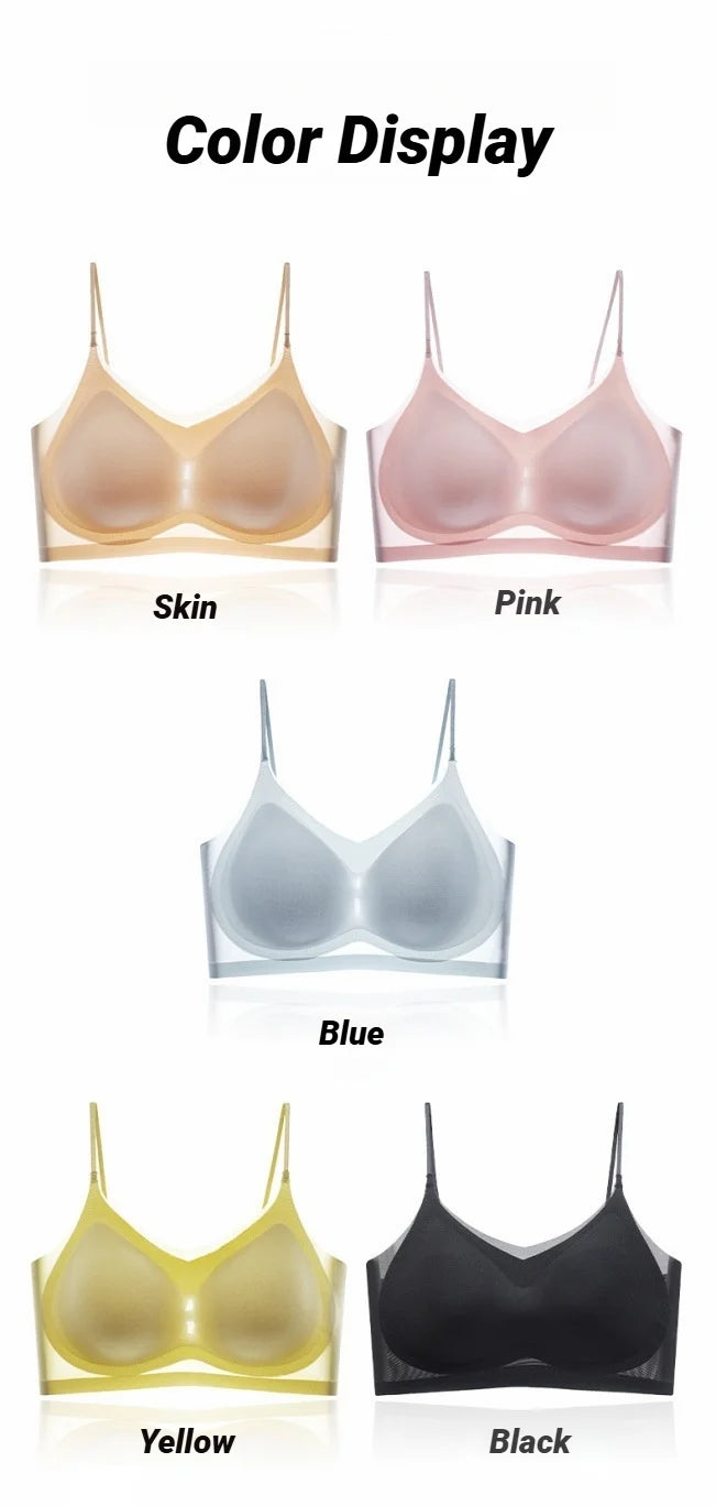 Ultra-Thin Breathable Ice Silk Bra Lingerie Women'S Seamless Back Halter Vest Wraps Small Breasts Sexy And Comfortable Top