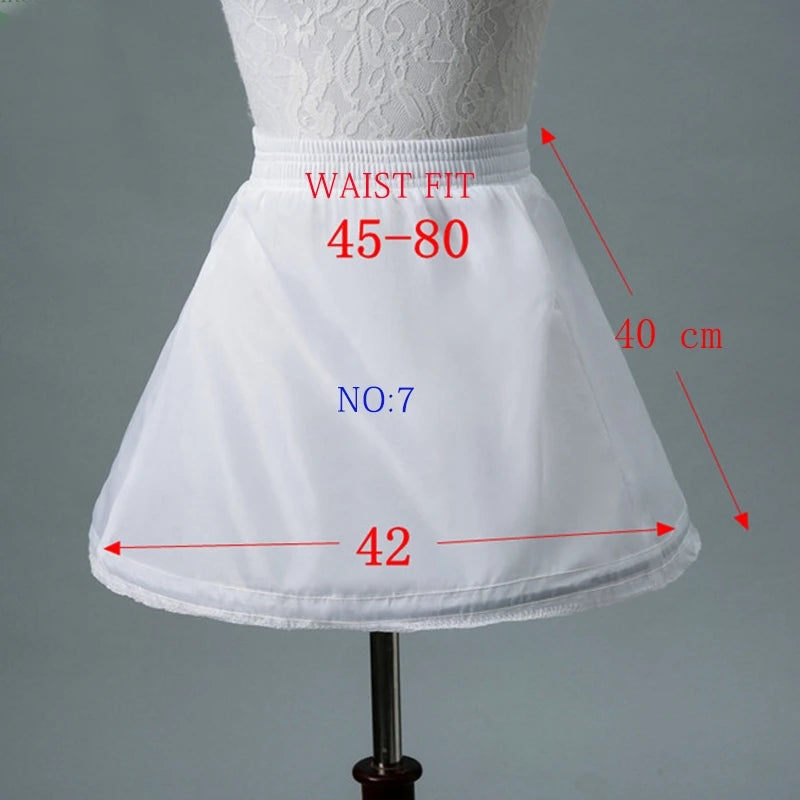 White Children kids Petticoat A-Line 3 Hoops One Layer Flower Girls Crinoline Lace Trim Flower Girl Dress Underskirt