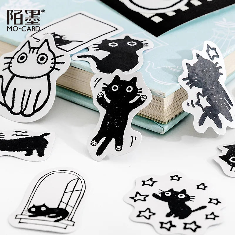 45 autocollants / boîte Autocollants pour carnet Chaton en boîte Dessin animé mignon Autocollants décoratifs pour album photo Manuel de croissance DIY