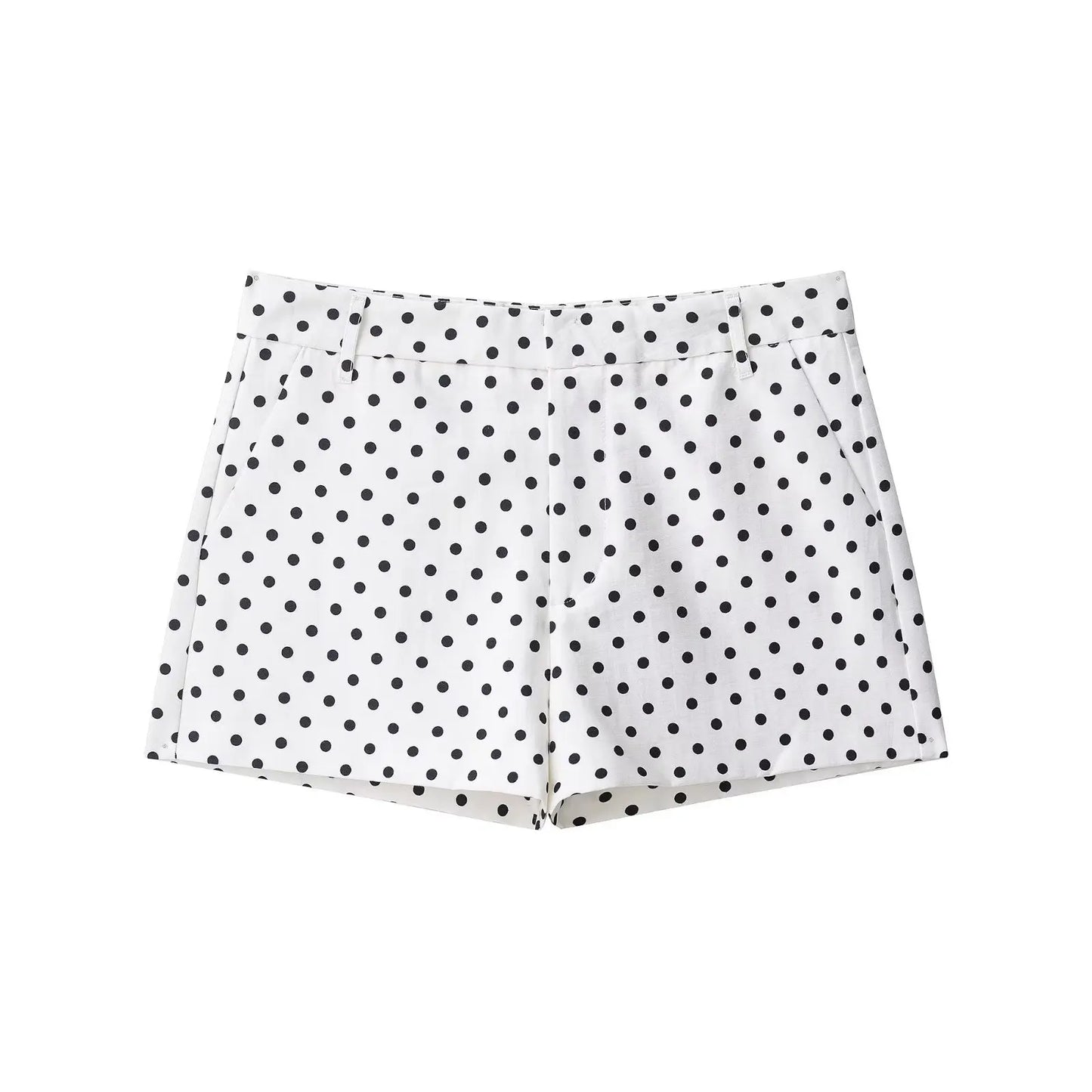 HH Fashion Women's Polka Dot Print Short Coats Autumn Long Sleeves Turtleneck Zipper With Pockets Drawstring Casual Jacket