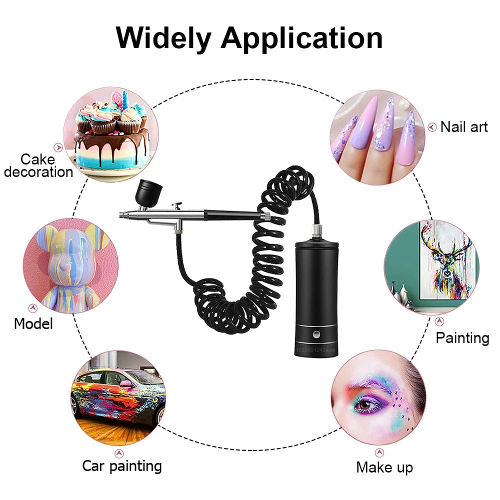 Portable Small Electric Compression Spray Gun with Optional Connecting Pipe, Manicure/Beauty/Cake Decoration/Hand Model Spraying - Shoppiline