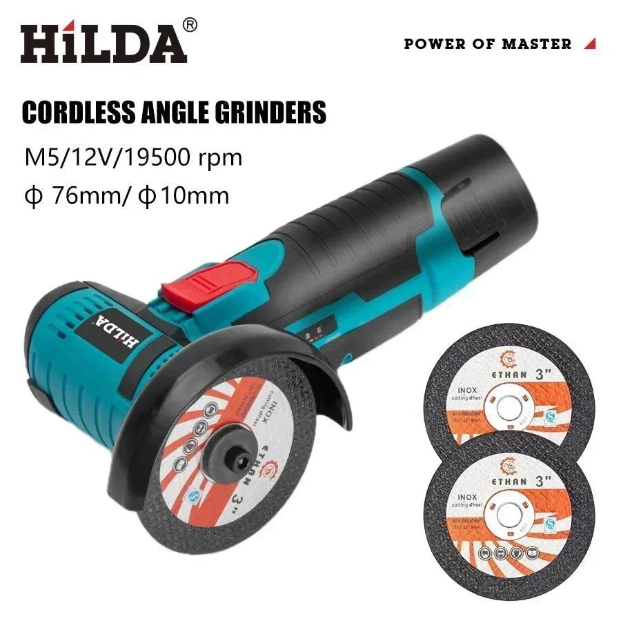 HILDA 12v Mini Angle Grinder Rechargeable Grinding Tool Polishing Grinding Machine For Cutting Diamond Cordless Power Tools - Shoppiline