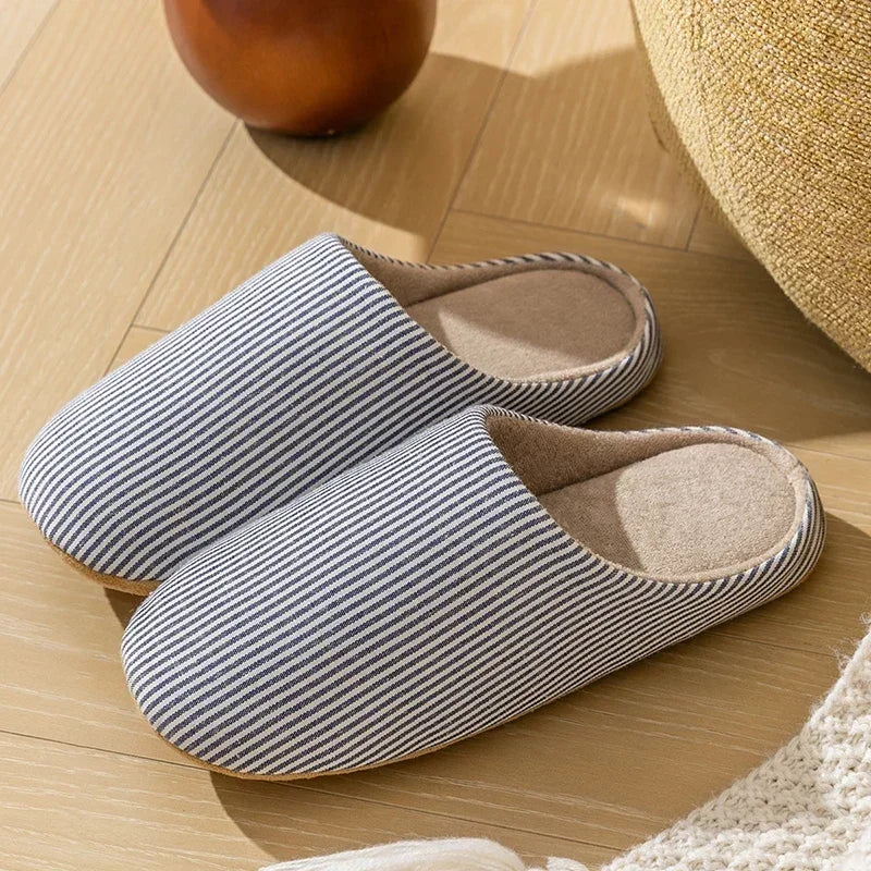 Unisex Home Slippers Soft Fur Slippers Warm Indoor Flat Slides Nonslip Couples Shoes Bedroom Light Slience Flats Autumn&Spring