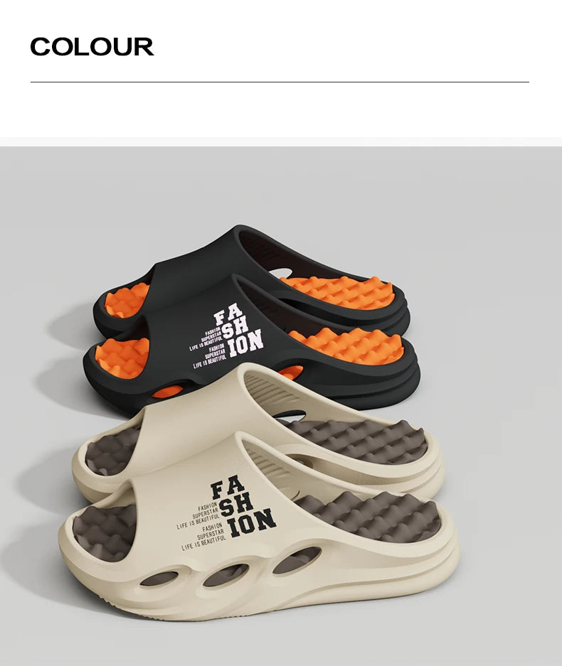 Men Fashion Massage Slippers Indoor/Outdoor Sandals Beach Flip Flop Thick Sole Male Slides Summer Non-Slip Men Shower Slippers - Shoppiline