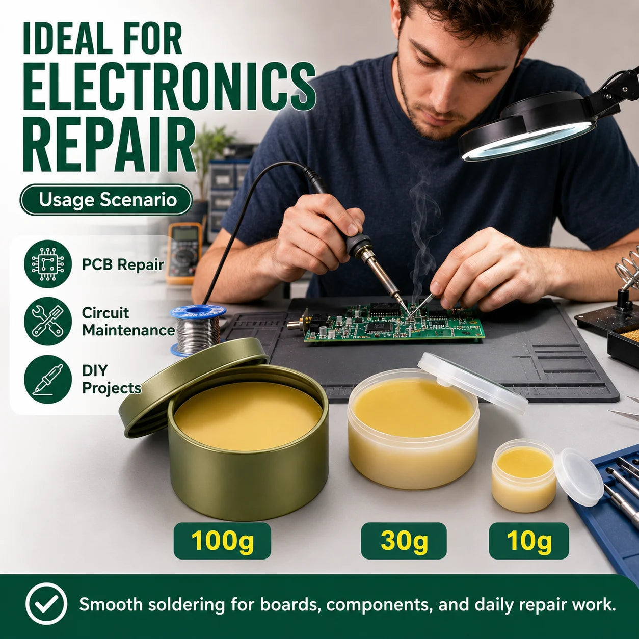 Solder Paste Rosin Flux 10g/30g/100g Lead-free Welding Flux Iron Repair Welding Paste Soldering Tin Soldering Oil Soldering Flux