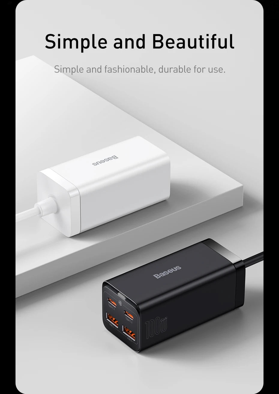 Baseus GaN3 100/ 65W Desktop Charger Quick Charge QC 3.04.0 USB C Type C Phone Charger For iPhone15 Huawei Xiaomi MacBook Laptop - Shoppiline
