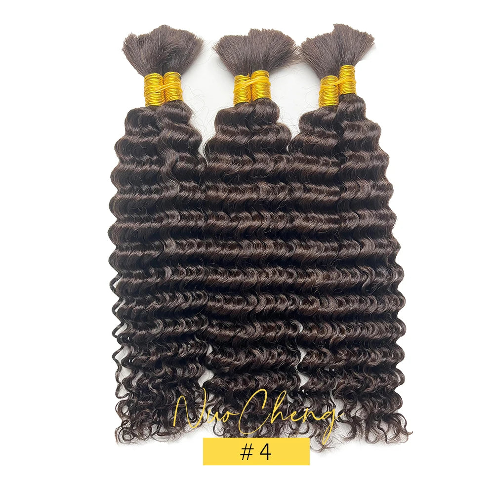 2 paquets de cheveux humains pour tresses bohèmes, 14 pouces 100G 10A, cheveux brésiliens vierges ondulés en vrac pour tresser