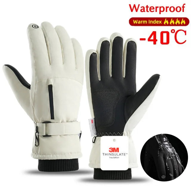 Gants de cyclisme d'hiver imperméables pour homme, sports de plein air, course à pied, moto, ski, écran tactile, polaire, antidérapants, chauds, doigts complets