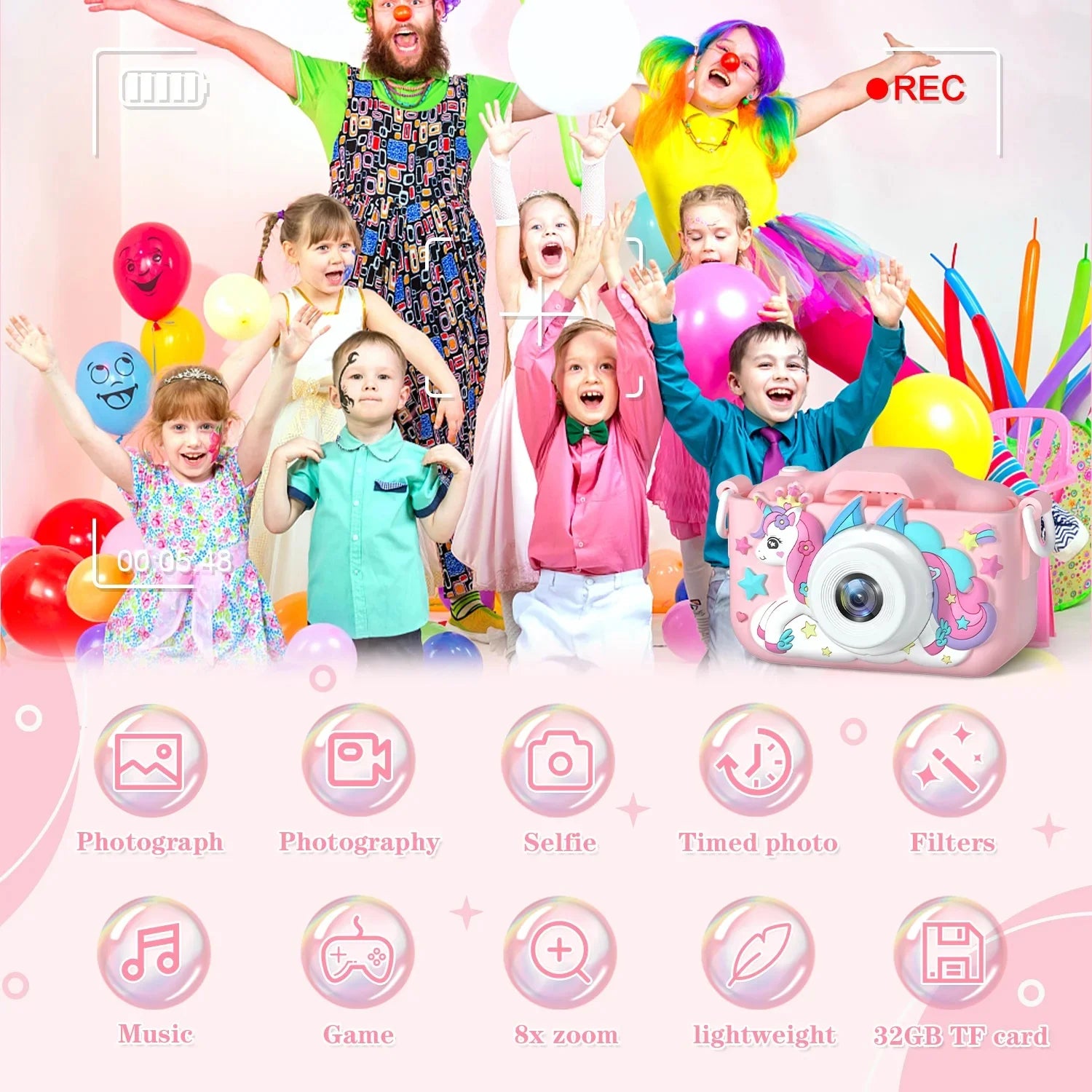 Christmas Children Camera HD 1080P Toddler Digital Video Camera 2.0inch Kids Camera with Silicone Cases Toys for Christmas Gifts - Shoppiline
