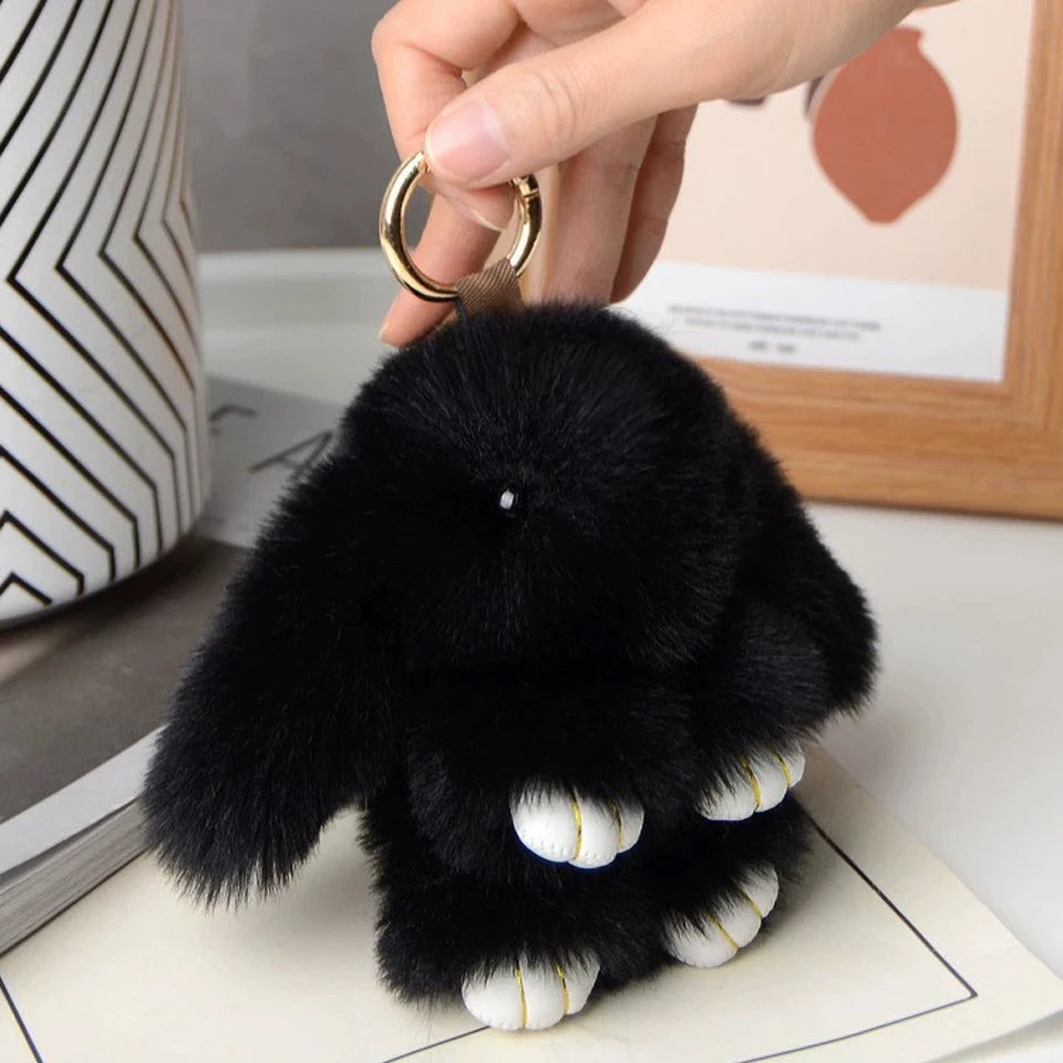 15cm Women's Rabbit Fur Keychain Bag Car Pendant Jewelry Decoration Fashionable Accessory for Bags And Gifts