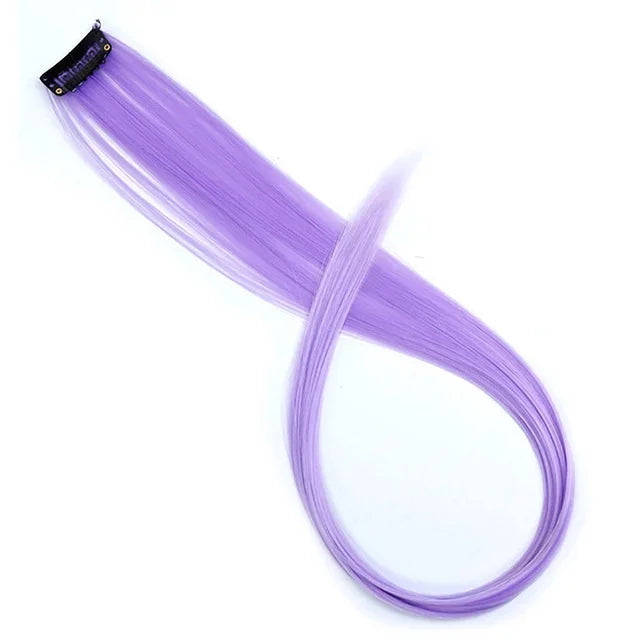 22Inch Synthetic Long Straight Clip In Hair Extensions High Temperature Hairpieces Rainbow Colors Hair Accessories for Women