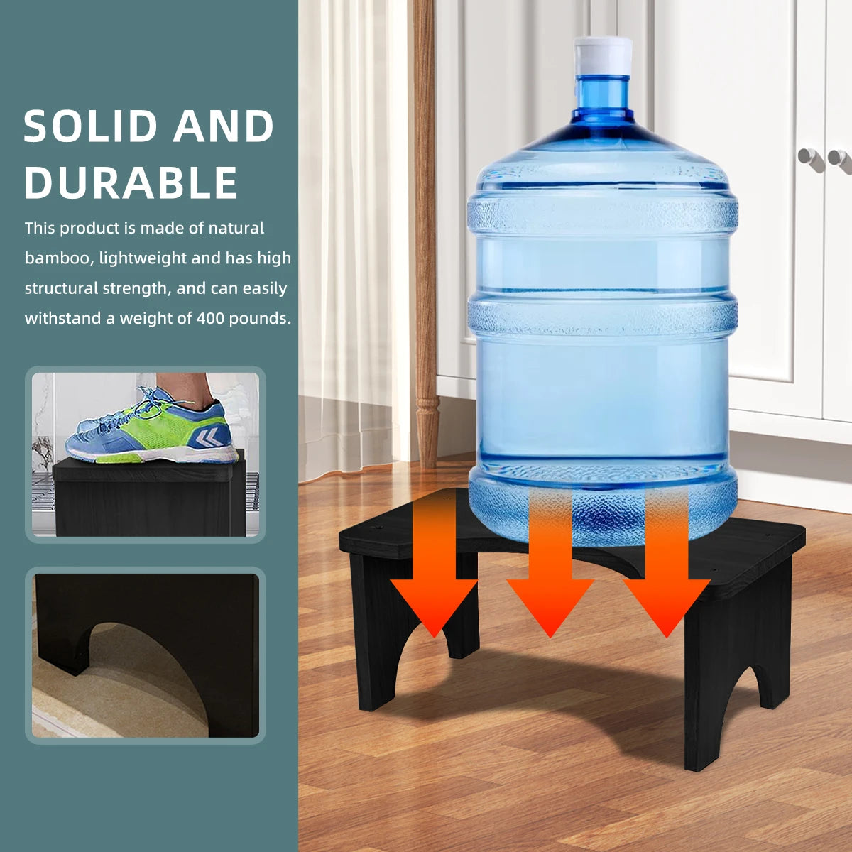 Sturdy Portable Bamboo Toilet Squat Stool for Adults,Wide and Stable,Bathroom Potty Stool,Easy to Use and Clean, Portable Design