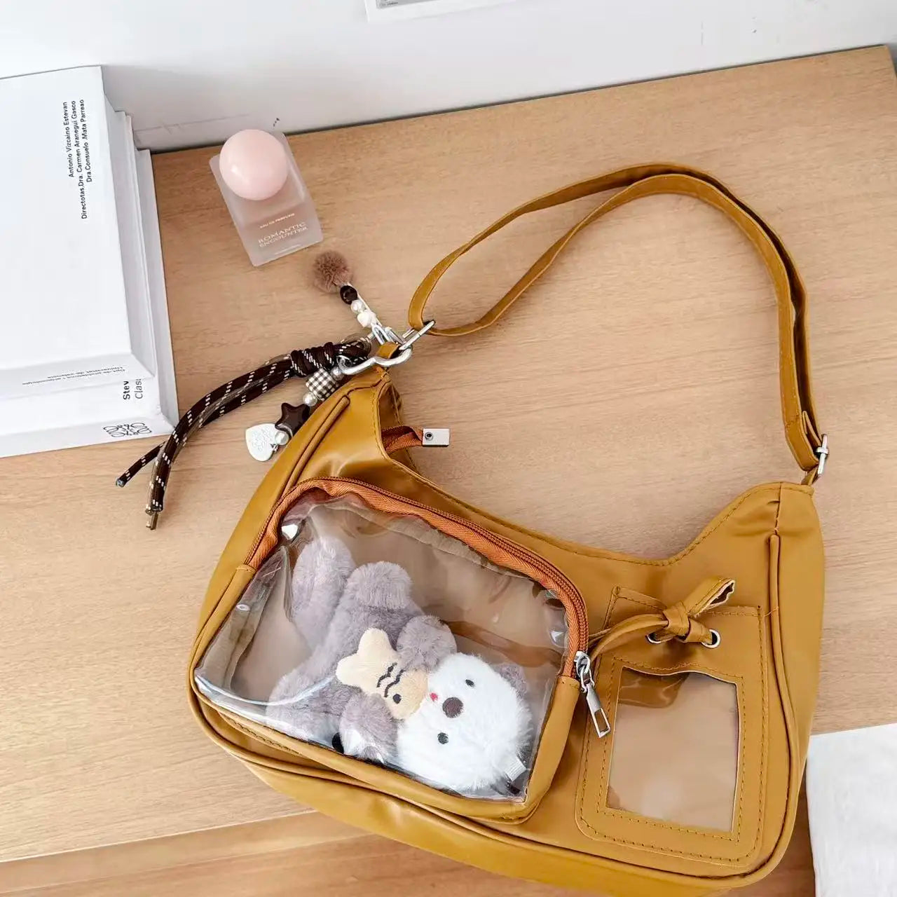 Y2k Harajuku Shoulder Bag Women Korean Transparent Ita Bag School Crossbody Bag Female Japanese Designer Preppy Handbag Purse