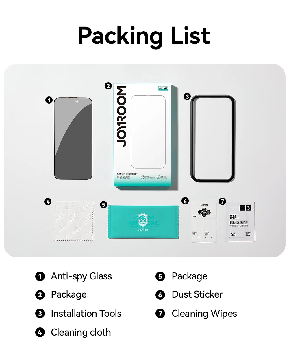 Joyroom 1/2PCS For iPhone 17 Pro Max Anti-Spy Glass Privacy Screen Protector Glass For iPhone 17 Pro 17 Air Tempered Glass Film - Shoppiline