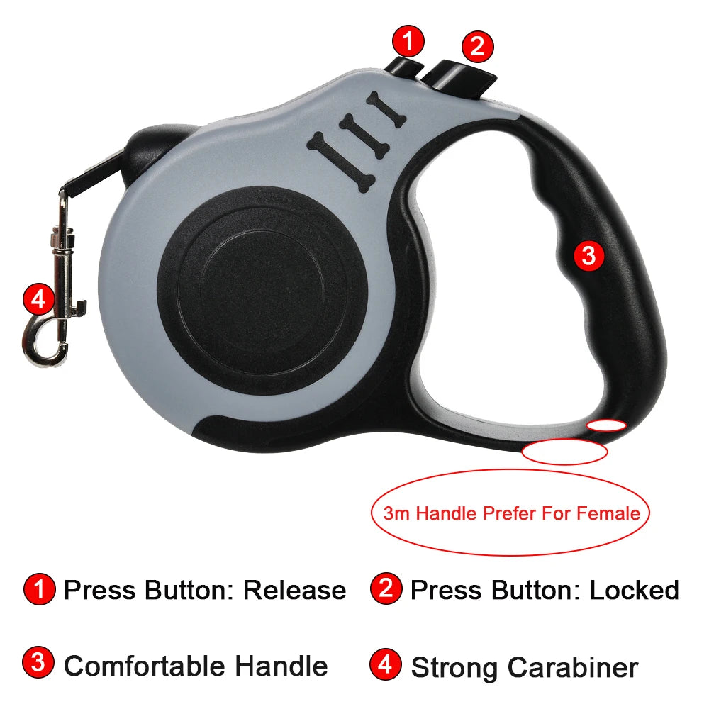 3m 5m Dog Leash Strong Nylon Puppy Lead For Small Medium Large Dogs Cats Automatic Retractable Durable Yorkshire Pet Supplies