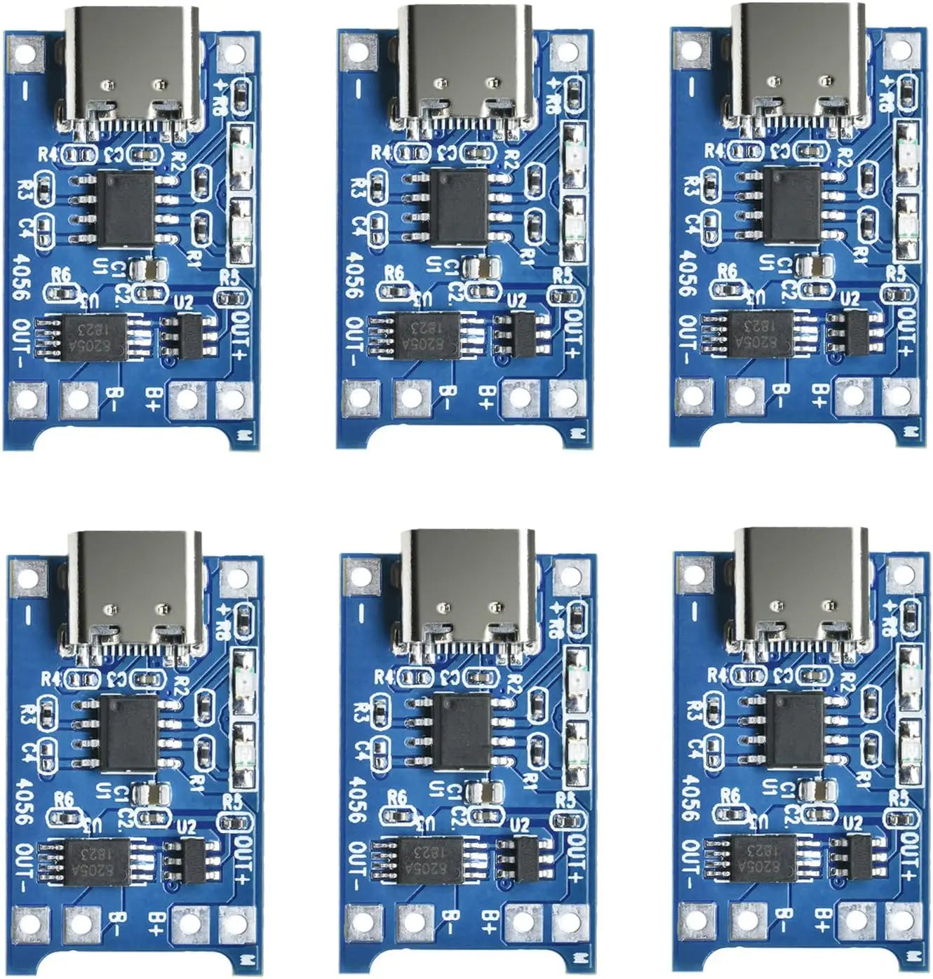 10 Stück 5V 1A 18650 Lithium-Akku-Ladeplatine PLR TP4056 Lithium-Lademodul Mini/Micro USB Typ C mit Schutz
