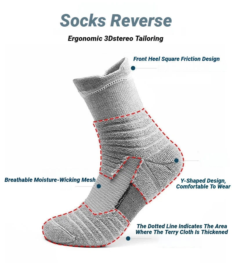 3 Pairs Anti-Slip Football Socks Men Sock Short Long Tube Soccer Basketball Sport Breathable Deodorous 39-45 Running Hiking