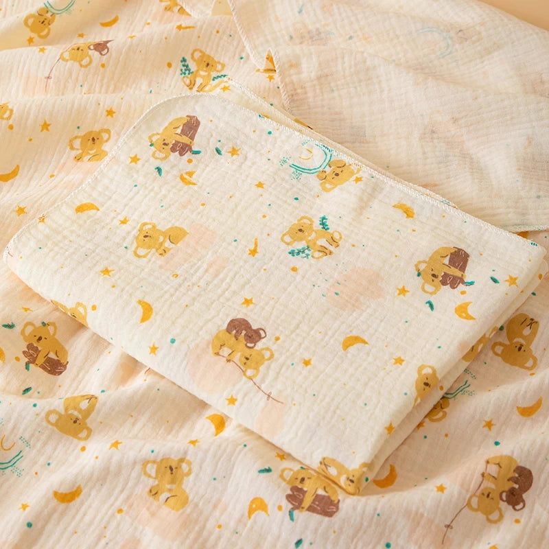 1 Piece of Baby Double-Layer Swaddle Blanket, Soft and Breathable, with Cute Patterns, Multifunctional Newborn Wrap Blanket, Baby Quilt, Baby Swaddle Sheet, Suitable for All Seasons