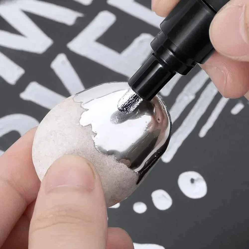 5/1pcs Chrome Pen Marker Mirror Waterproof Paint Repair For Rock Ceramic Glass Metallic Gold/Silver 2mm Nib - Shoppiline