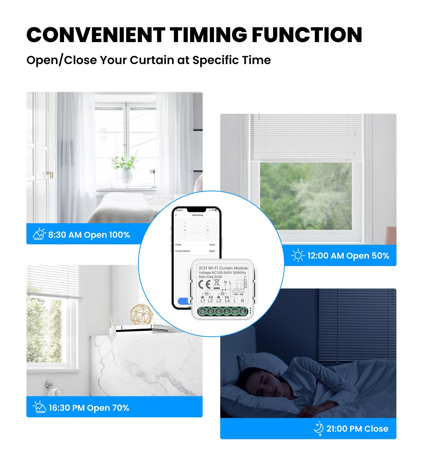 GIRIER Tuya Smart Wi-Fi RF433 ZigBee Curtain Switch Module for Electric Roller Shutter Blind Motor 1/2CH Works Hey Google Alexa