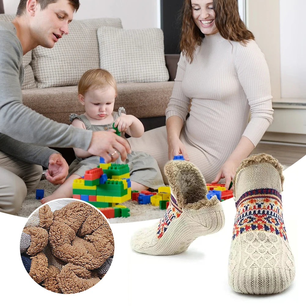 Herren Damen Winter Indoor Hausschuhe Socken Rutschfeste Dicke Thermosocken Warme Thermosocken Weich für Weihnachten