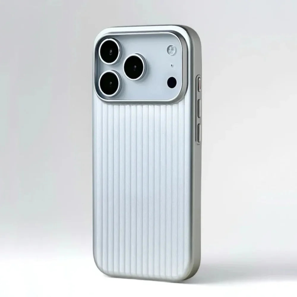 Luxury Stripes Metallic Paint Armor Case For iPhone 17 Air 16 15 14 13 Pro Max Shockproof Camera Protective Slim Matte PC Funda - Shoppiline