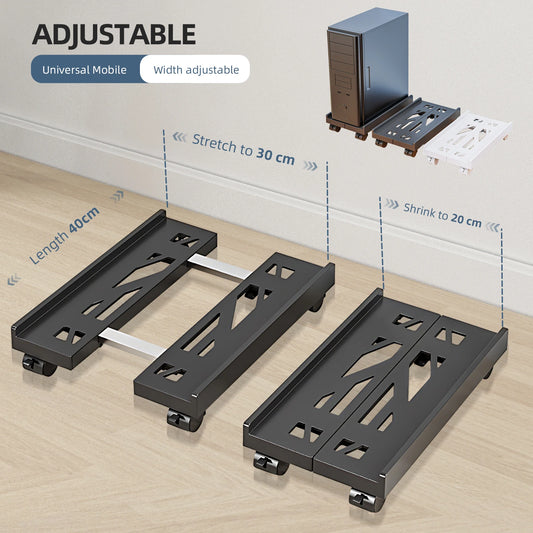 Adjustable Mobile PC Tower Stand with Wheels under Desk CPU Holder Adjustable Stable Mobile Computer Host Stand for Home Office - Shoppiline