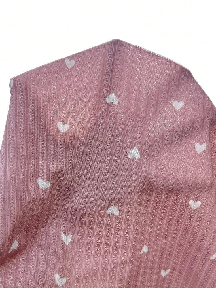 Sleepwear Women Pajamas Set Heart Print Soft Ribbed Fabric with Flirty Frill Trim Casual Cami Top and Shorts Sets Loungewear