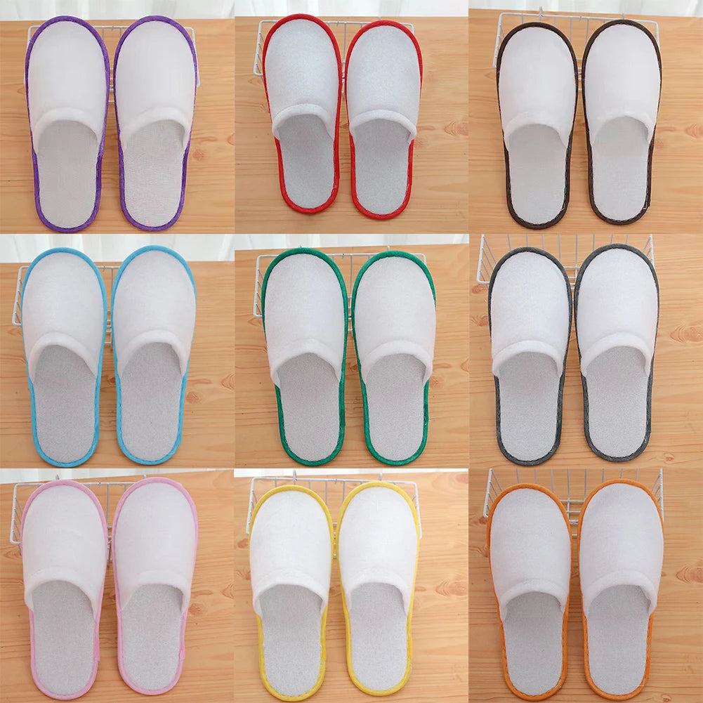 10Pair Lot Hotel Slippers Men Womens random color Velvet Travel Disposable Cotton Home Hospitality Shoes Cheap SPA Guest Slides - Shoppiline