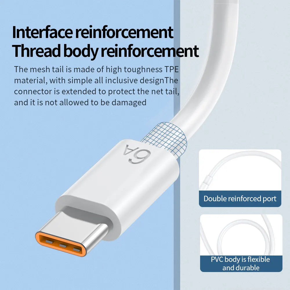 6A USB To Type C Data Cable 67W USB Fast Charger Power Adapter For Xiaomi 14 15 17 Mi 11Pro MIX Fold 12 Ultra Redmi note11 pro