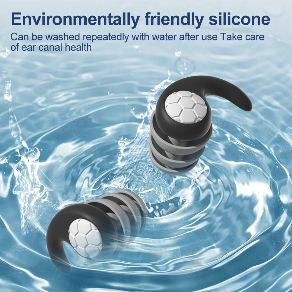 Silicone Noise Cancelling Earplugs Noise Filter Sleep Swimming Waterproof Three Layer Mute Earplugs