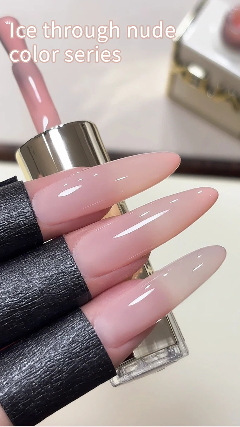 Lot de 1/6 vernis à ongles semi-permanents, 15 ml, effet gelée glacée, UV/LED – kit, sans formaldéhyde. Ovale, brillant. Idéal pour salon et DIY.