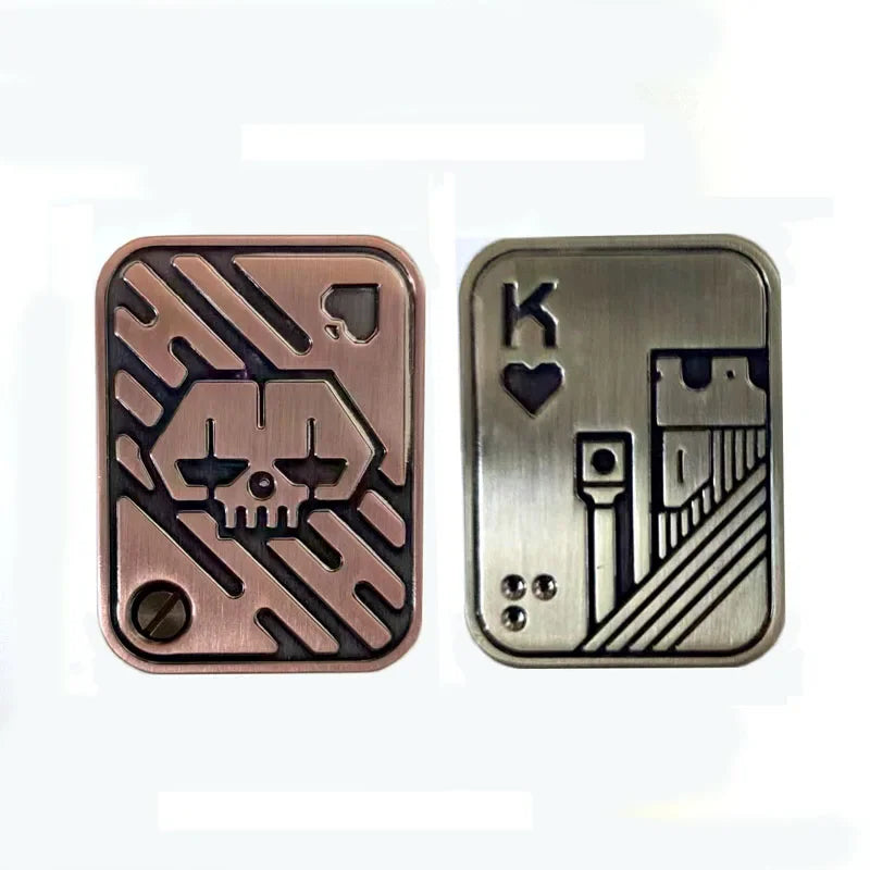 Stress Relief Push Card Metal Fingertip EDC Poker A K King Gyro Toy for Office Adults Anti Anxiety Fidget Papa Coin