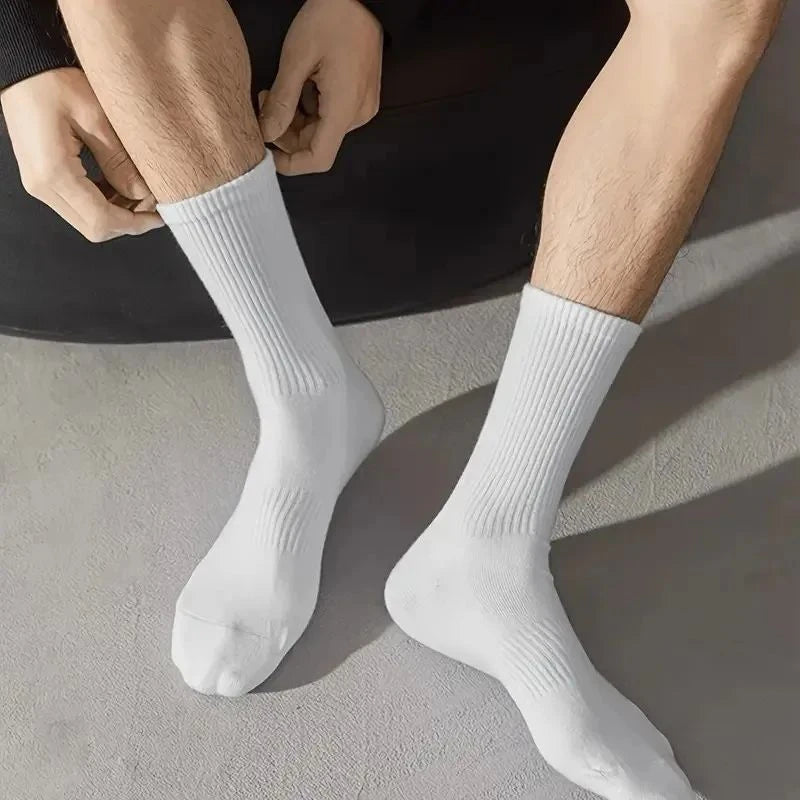 5/10Pairs Neutral Round Neck Socks Spring Summer Sweat Absorbing Breathable Comfortable All-Season Sports Men's High Classic
