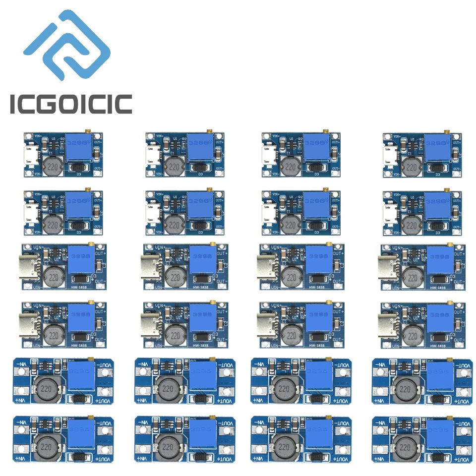 Module élévateur réglable 5/10 pièces MT3608 DC-DC TYPE-C Micro 2 A Module convertisseur élévateur de puissance DC DC 2V-24V vers 5V 9V 12V 28V