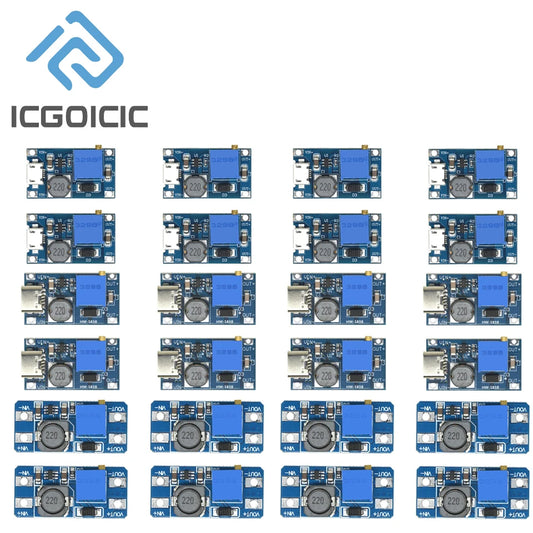 5/10Pcs MT3608 DC-DC TYPE-C Micro Adjustable Boost Module 2A DC DC Power Step Up Converter Module 2V-24V To 5V 9V 12V 28V