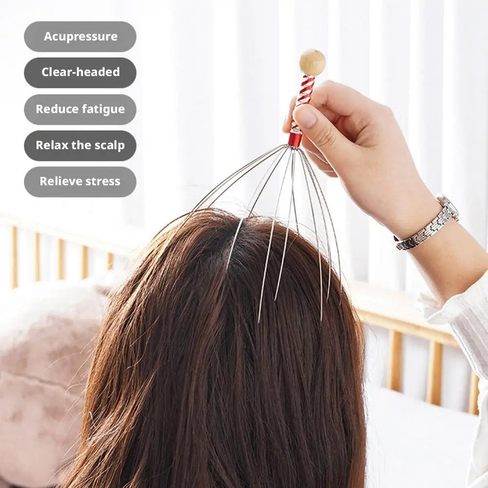 Octopus Head Massager Scratching Scalp Relaxation Relief Body Massager Scratcher Relieves Tension Health Care Tools Random Color