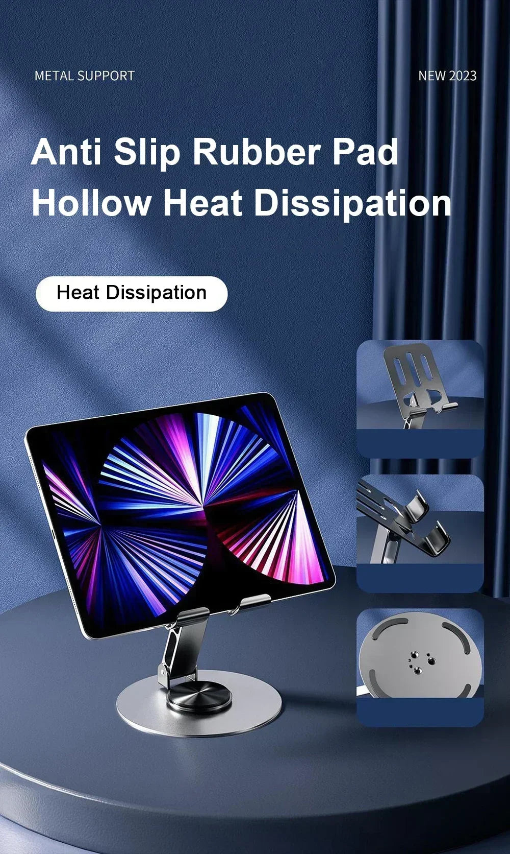 Adjustable Folding 720° Rotating Aluminum Alloy Tablet Holder Portable Stand for iPad Mobile Phone Desktop Live Mount