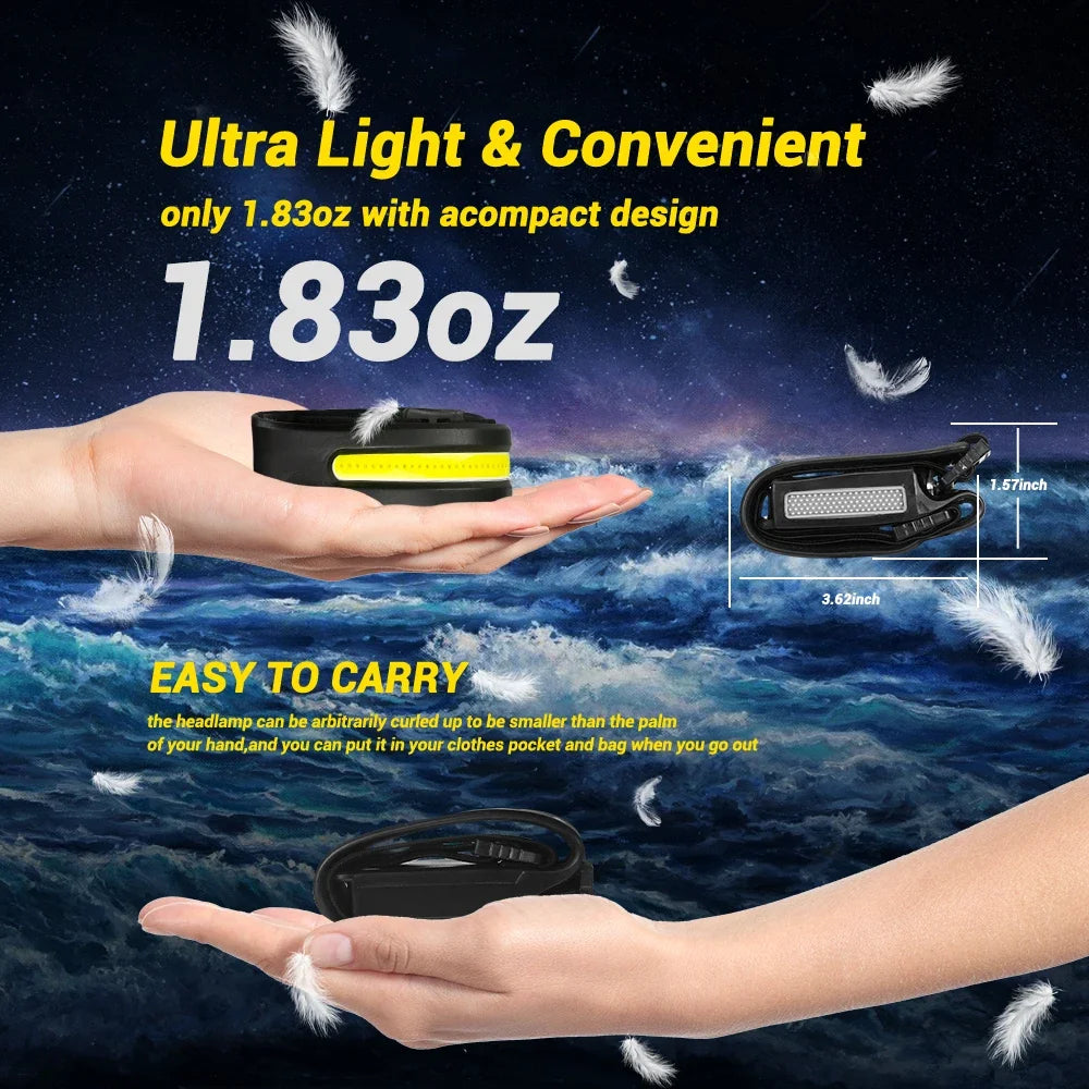 1/2/3PCS LED Induction Headlamp Camping Search Light USB Rechargeable Headlight Led Head Torch Work Light With Built-in Battery