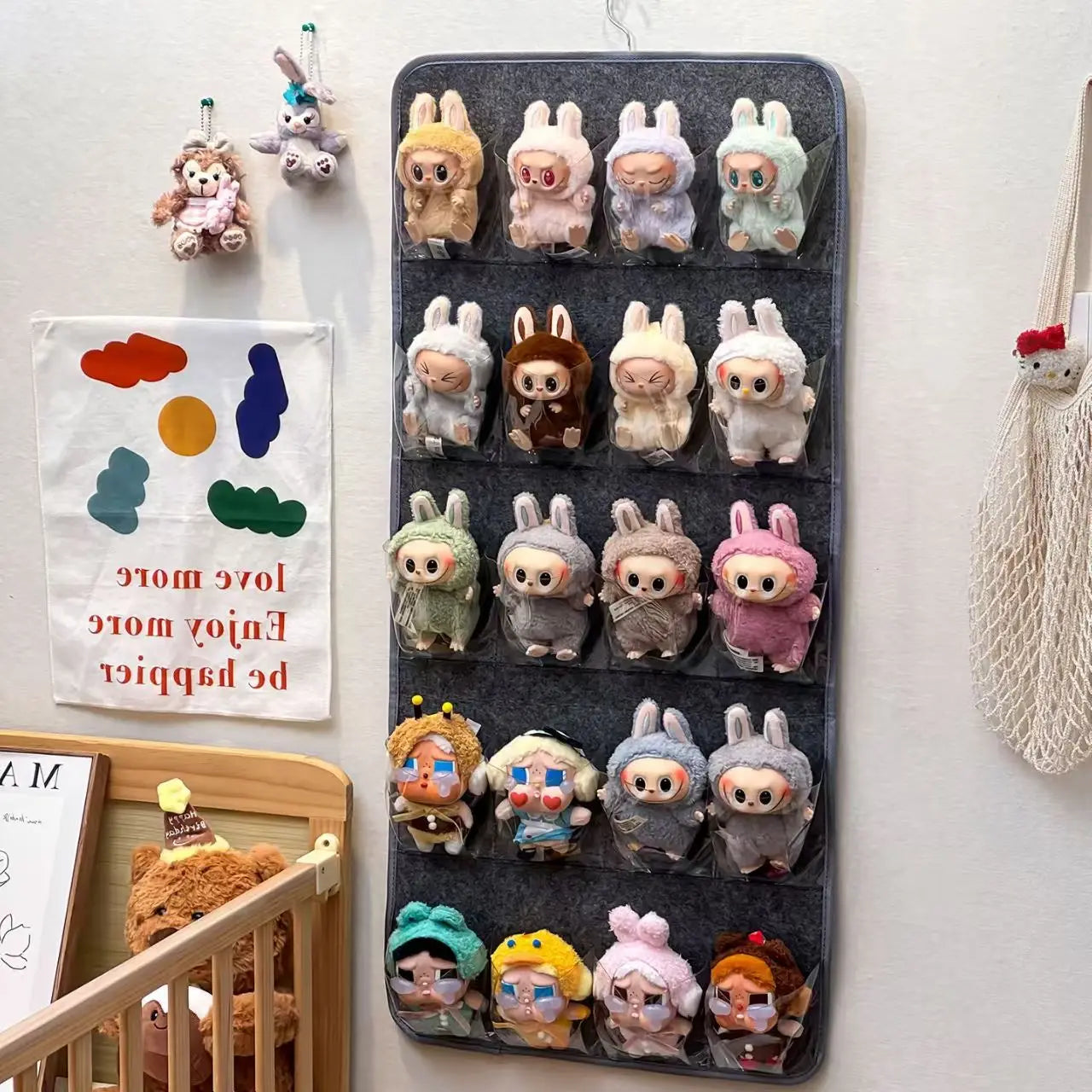 Pendant Storage Display Shelf Doll Wall for Doll Practical Plush Door Behind Clip Wardrobe Wall Hanging Storage Bag