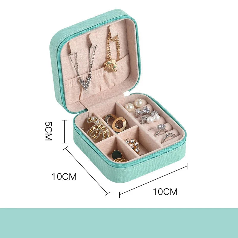 Portable Mini Jewelry Storage Box Travel Organizer Jewelry Case Leather Storage Earrings Necklace Ring Jewelry Organizer Display - Shoppiline