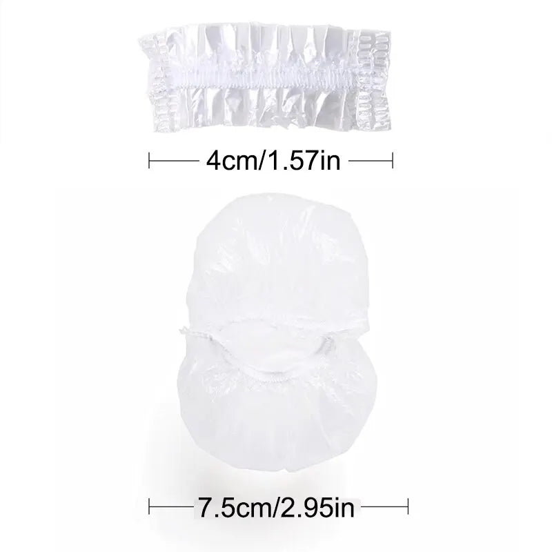100PCS Disposable Hair Earmuff Dye Transparent Elastic Shower Hair Dye Protection Tool Shield Waterproof Earpack Plastic Wrap
