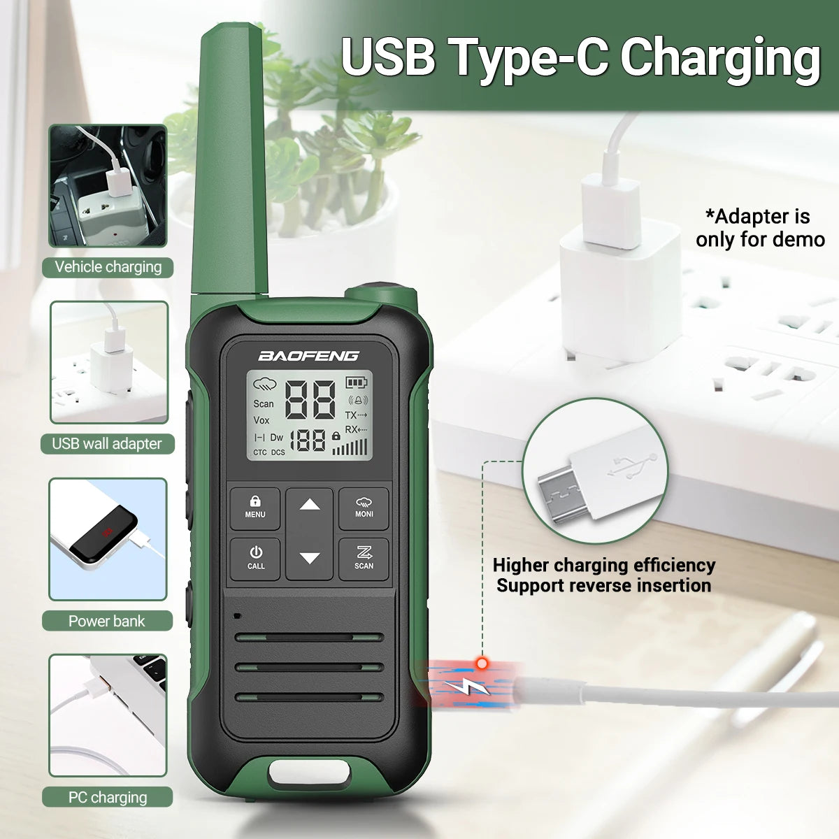 2pcs Baofeng F22 Mini Walkie Talkie PMR Long Range Rechargable Portable Kids Two Way Radio Type-C Charger for Camping Trip - Shoppiline