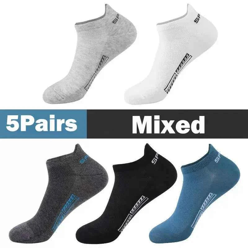 5/10/20 Pairs Men Solid Color Shallow Mouth Socks Spring Summer Mesh Breathable Odor Proof Sweat Absorbing Casual Boat Socks