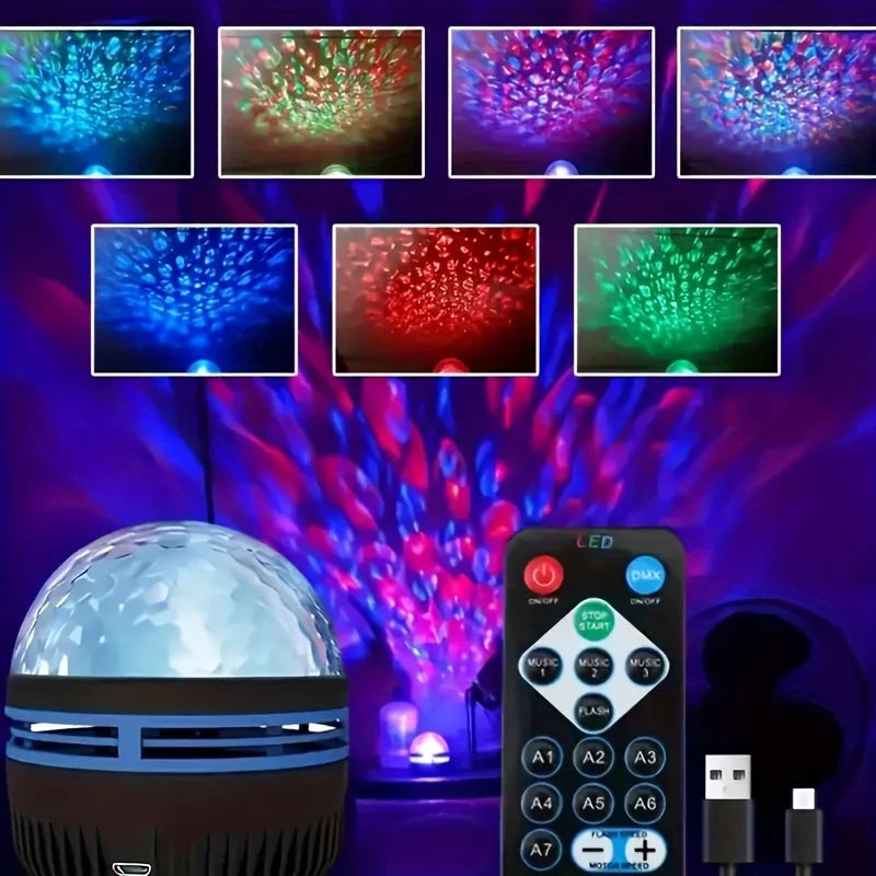 LED Starry Night Sky Projector Aurora USB Remote Control RGB Galaxy Light 7 Modes for Home Bedroom Game Room Party Decoration