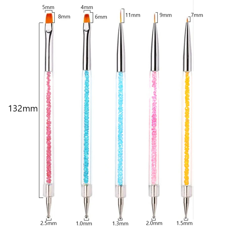 5/20 Stk. Nagelkunst Pinsel Design Spitzen Malen Zeichnen Schnitzen Dotting Pen Flachfächer Liner Acryl Gel UV Politur Maniküre Werkzeuge