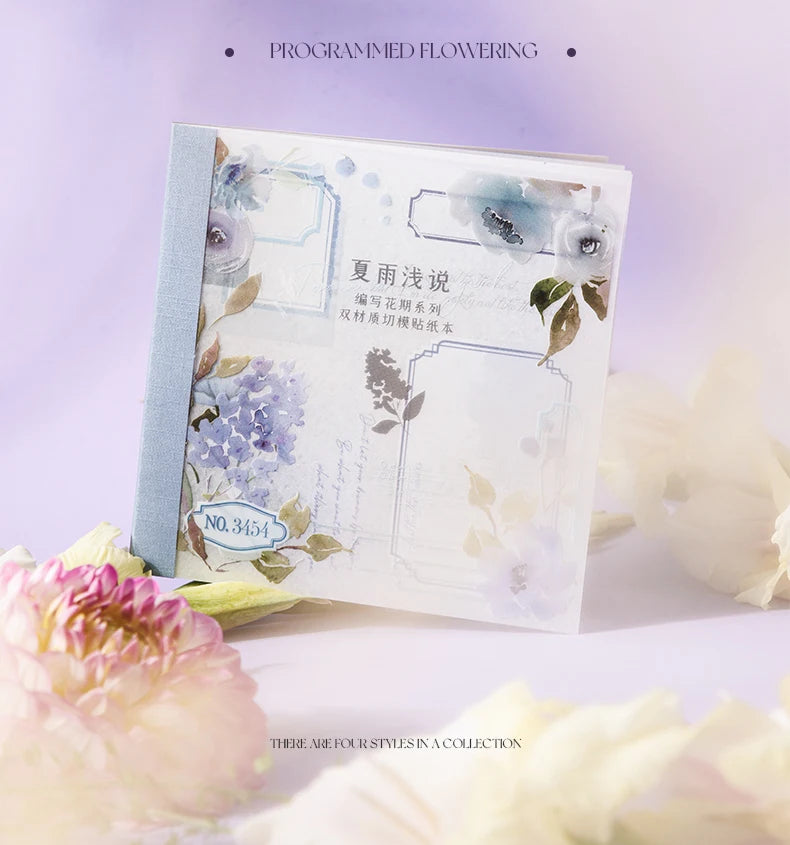 4Style 20pcs/book INS Floral Sticker Book Four Seasons Theme Cutting Scrapbook Dual-material Handbook DIY Decorative Stickers